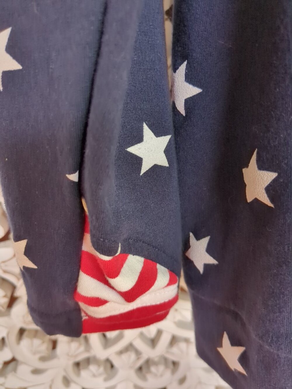 Stars and Stripes Double Hooded Long Sleeve Sweat Shirt - Picture 9 of 16